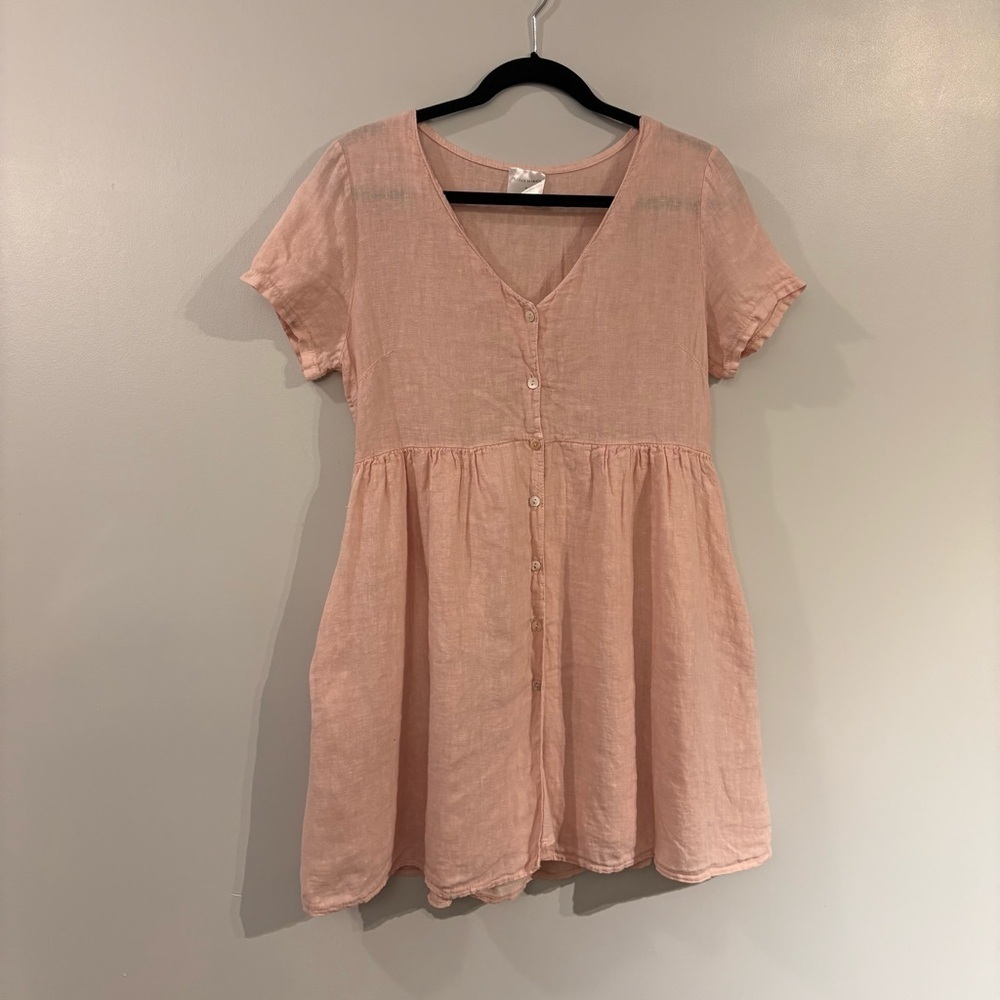 Jillian Harris x Priv Hamptons dress linen pink baby doll dress - Picture 6 of 13